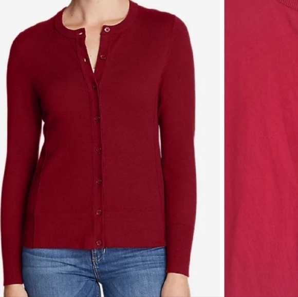 Eddie Bauer Button Up Crewneck Christine Red Cardigan Sweater Size Small - Picture 1 of 11
